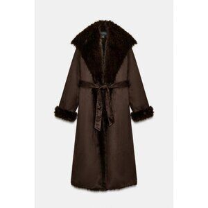 ZARA BELTED FAUX FUR COAT ZW COLLECTION
